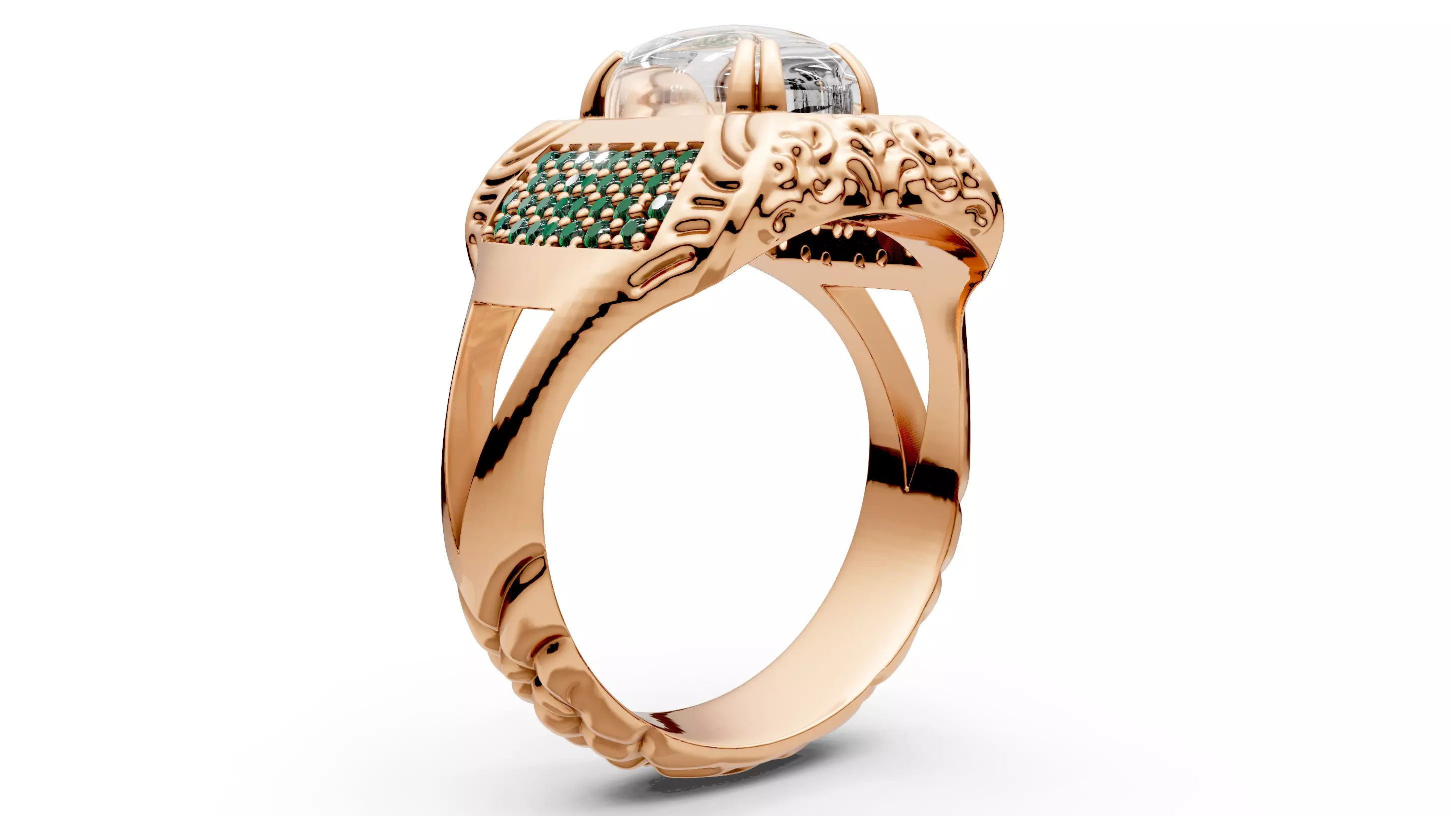 RectangleCabochon Signet Ring 3D print model_0