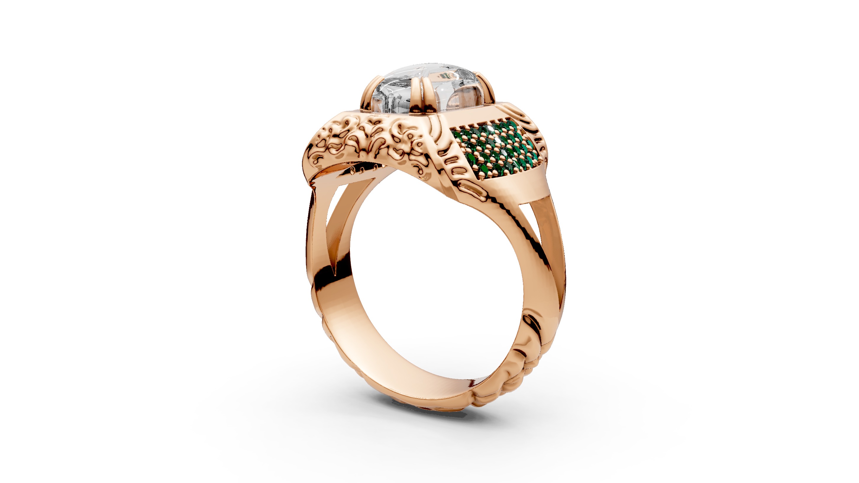 RectangleCabochon Signet Ring 3D print model_2