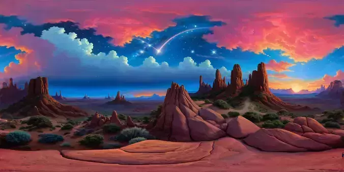 8K HDR Extraterrestrial Desert with Cosmic Rift Background