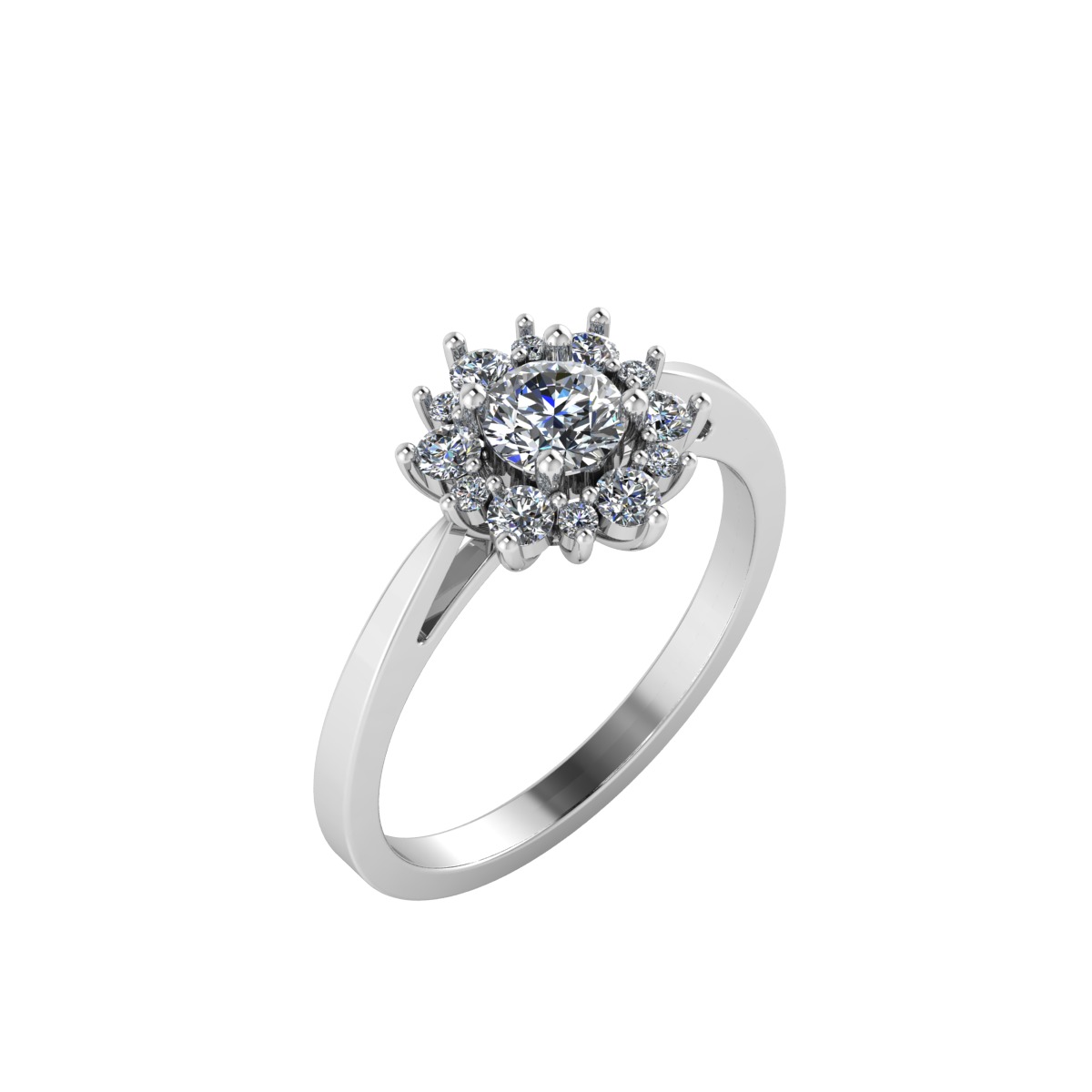 Engagement Ring with Halo 3D print model_2