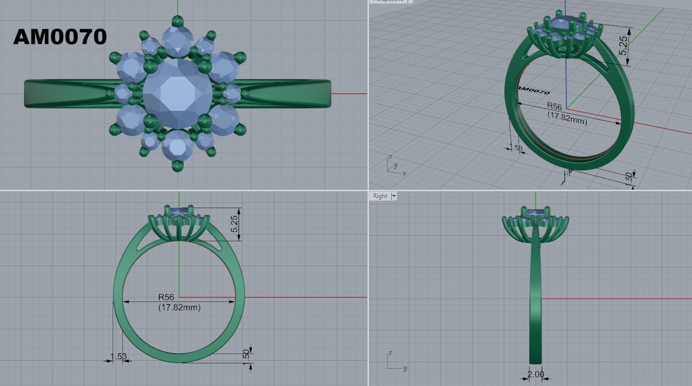Engagement Ring with Halo 3D print model_10