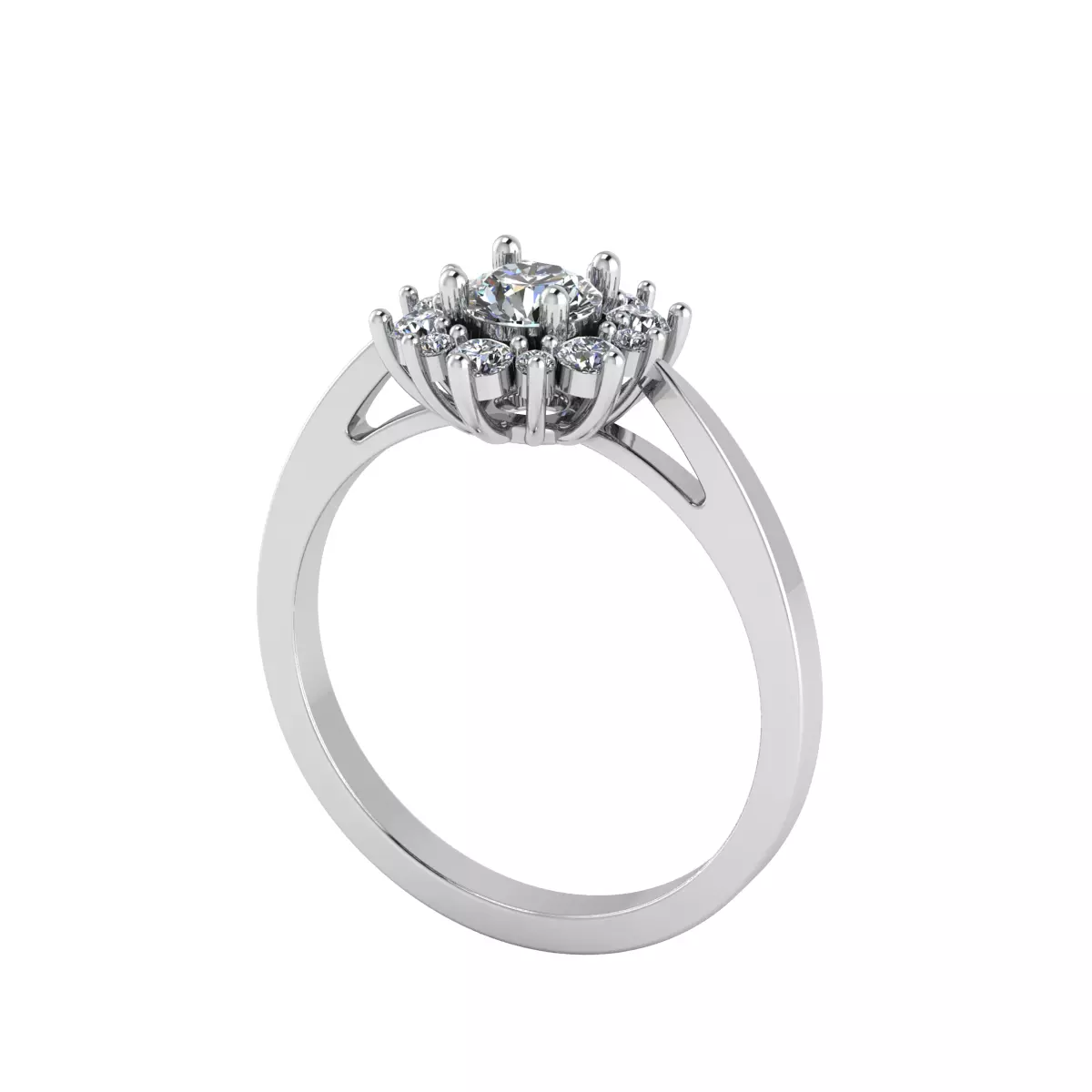 Engagement Ring with Halo 3D print model_0