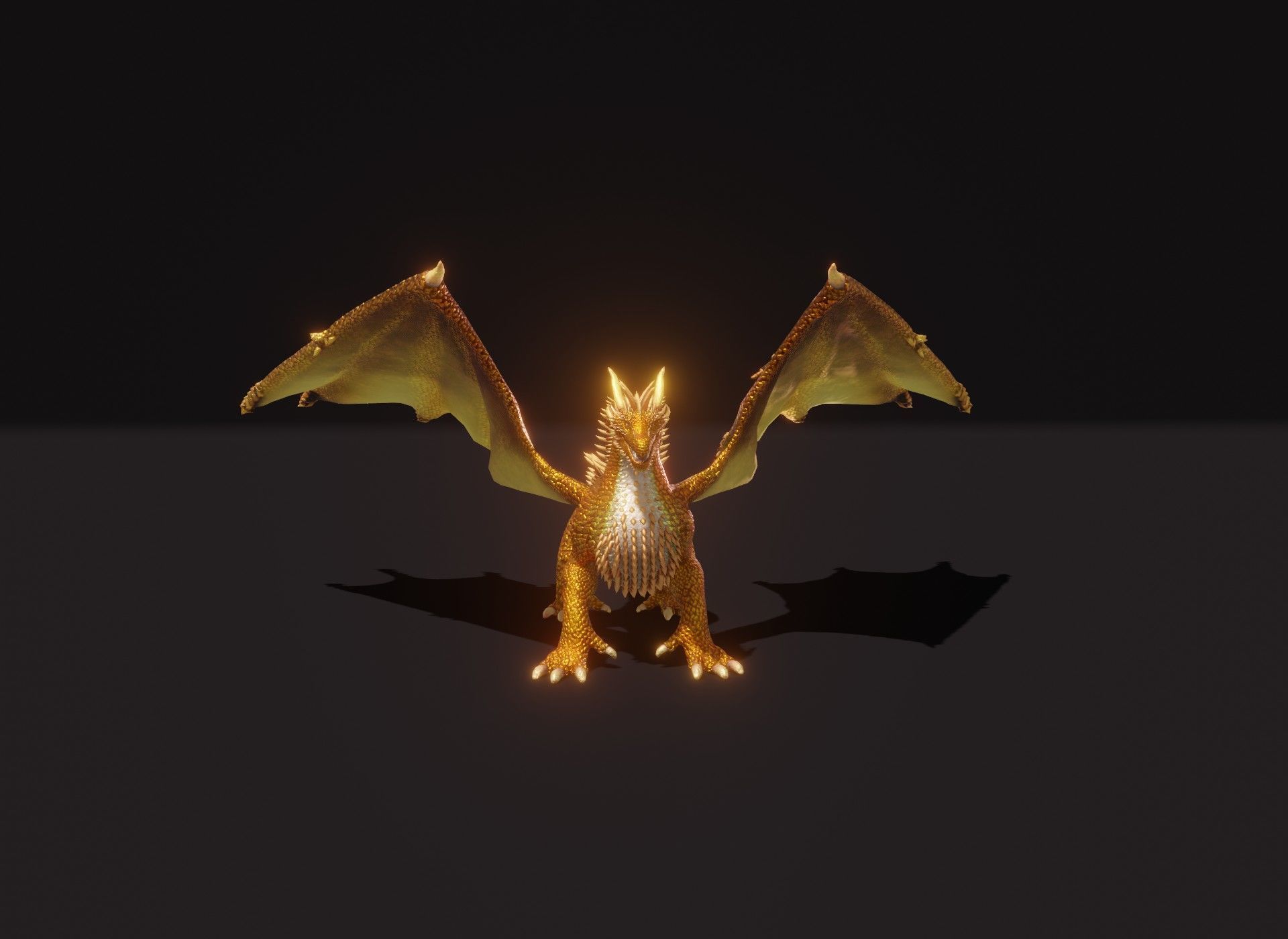 Realistic Gold Dragon Animated 3D Model Low-poly 3D model_10
