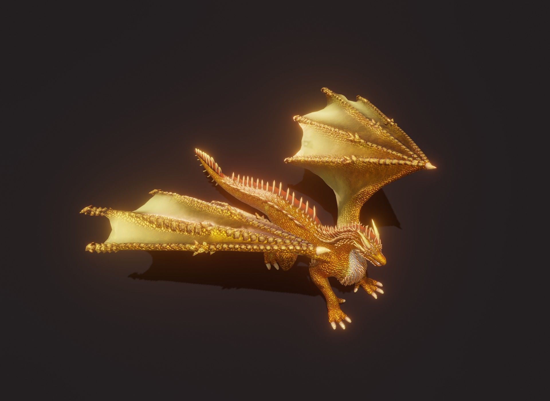 Realistic Gold Dragon Animated 3D Model Low-poly 3D model_21