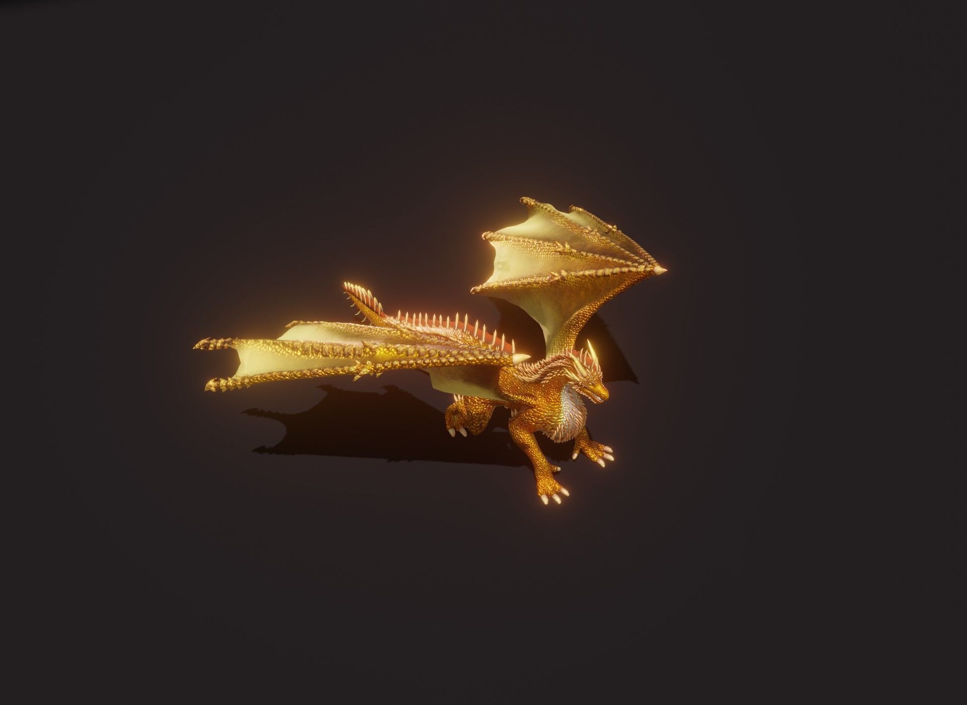 Realistic Gold Dragon Animated 3D Model Low-poly 3D model_16