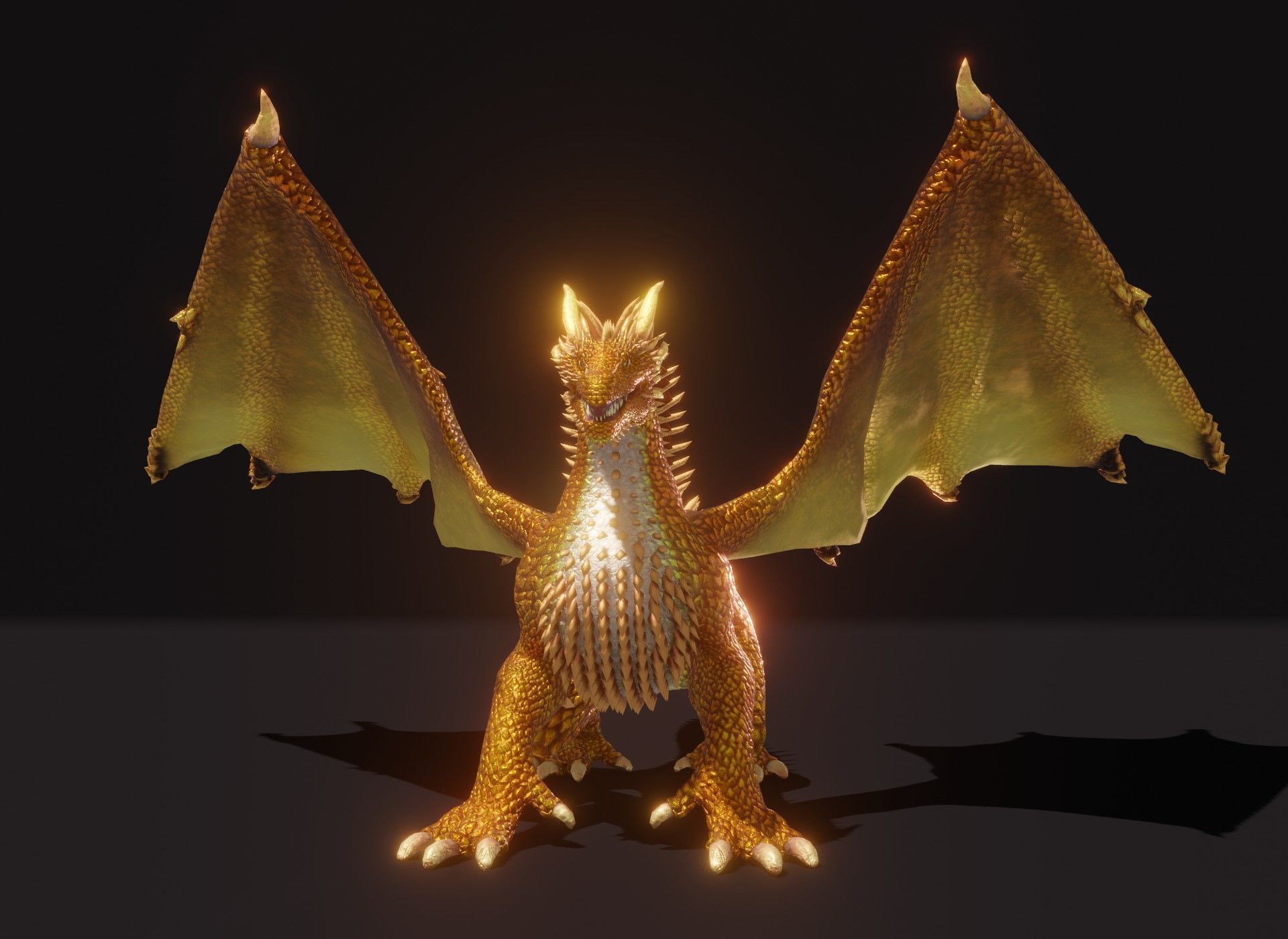 Realistic Gold Dragon Animated 3D Model Low-poly 3D model_6