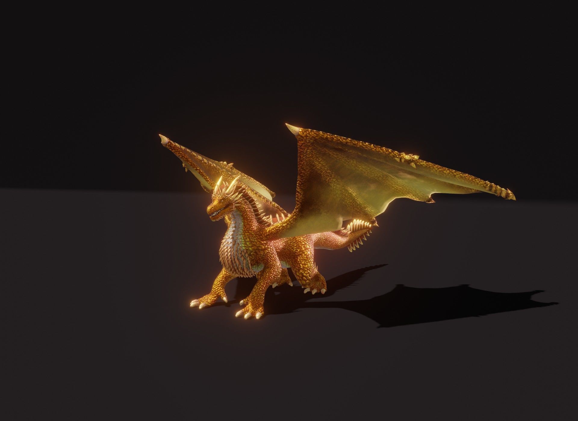 Realistic Gold Dragon Animated 3D Model Low-poly 3D model_22