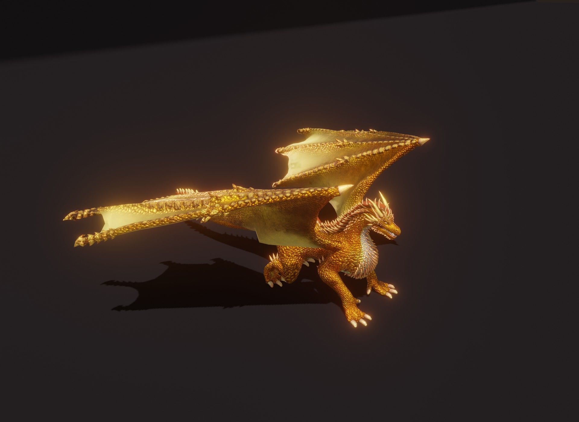 Realistic Gold Dragon Animated 3D Model Low-poly 3D model_11