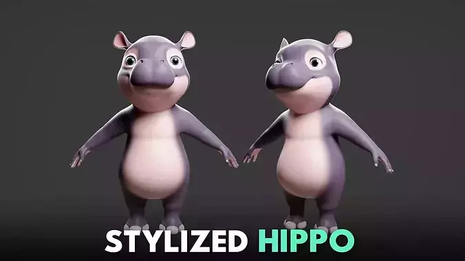Hippo - Stylized Cartoon