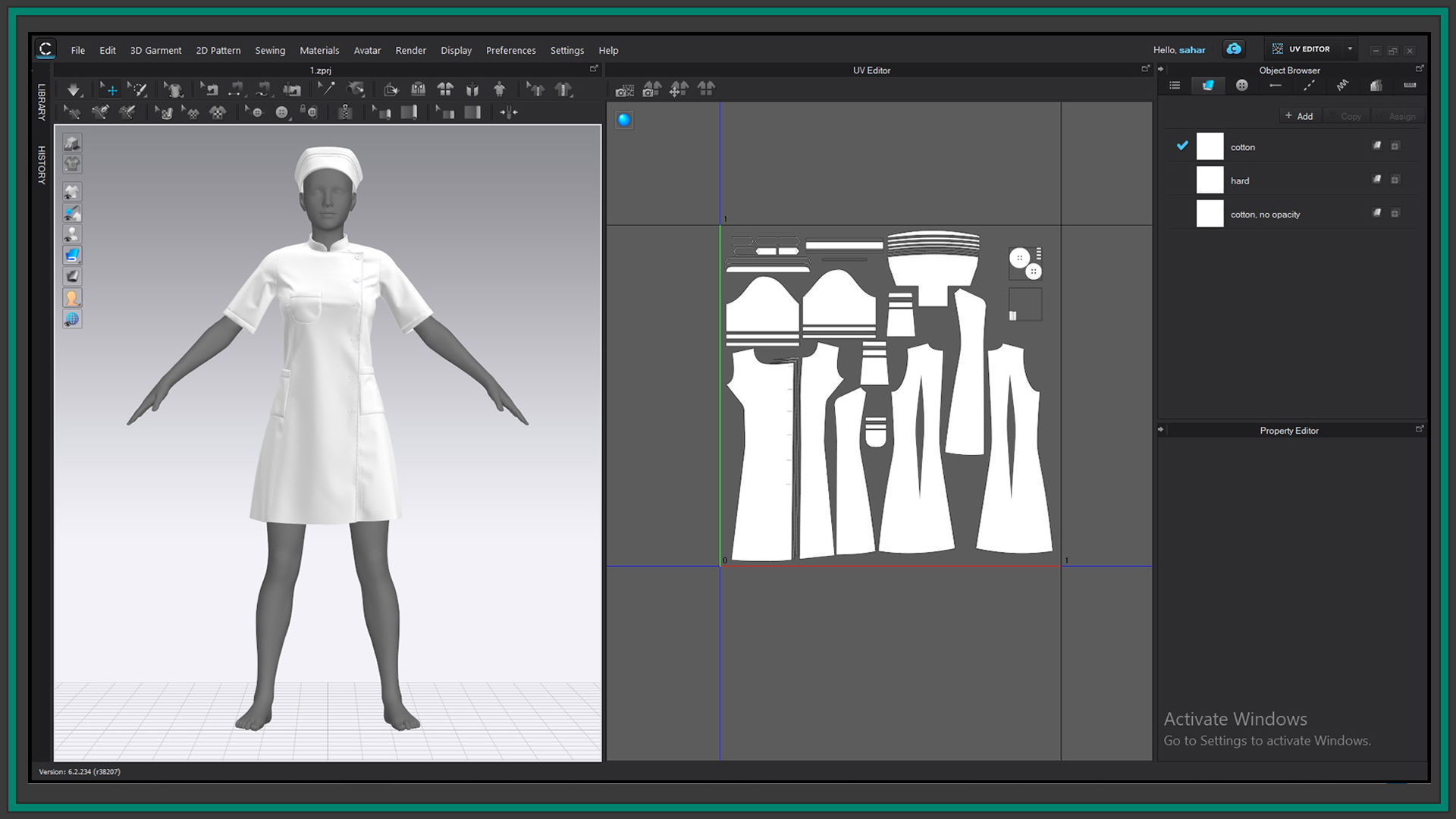 female nurse uniform with 2texture and smart material 3D model_10