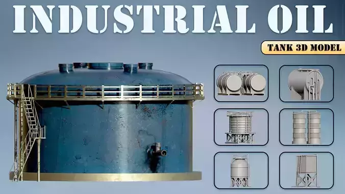 Industrial Oil Tank 3d Model 3D model