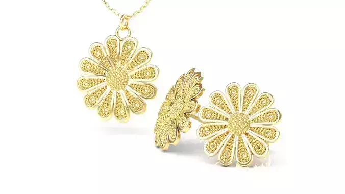 Filigree Flower Stud and Pendant 4 Daisy 3D print model