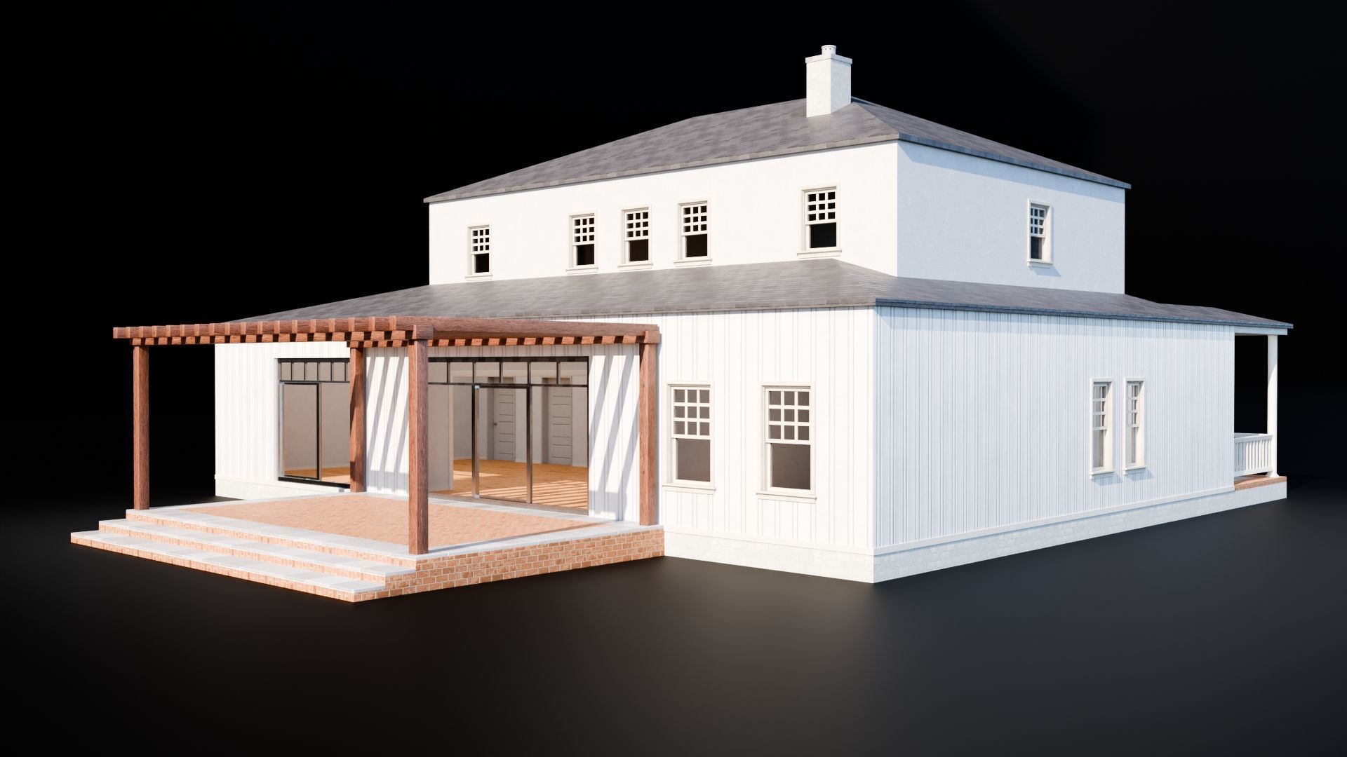 Enterable House Low-poly 3D model_2