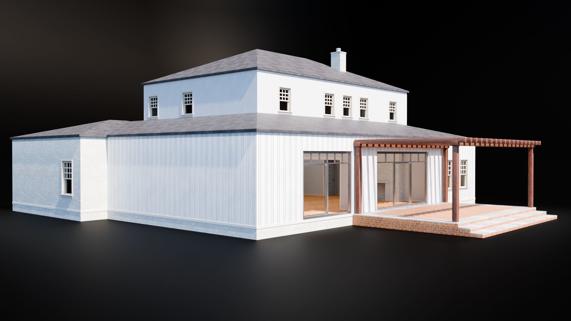 Enterable House Low-poly 3D model_4