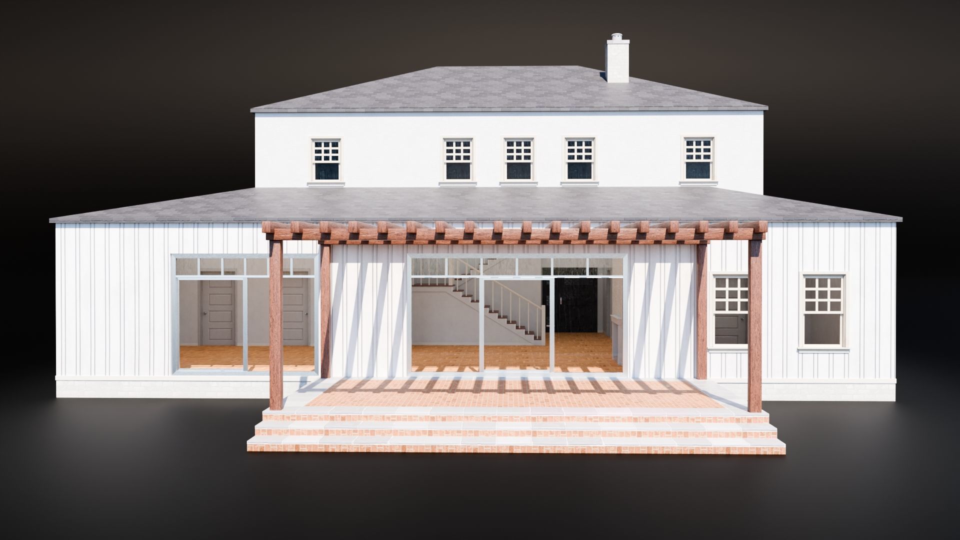 Enterable House Low-poly 3D model_3