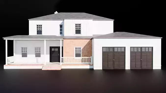 Enterable House Low-poly 3D model