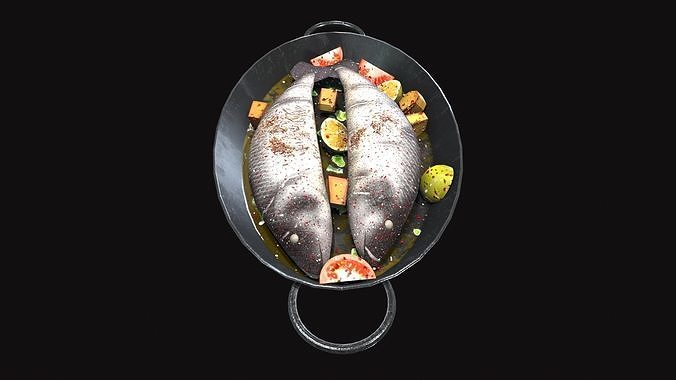 Medieval Codfish Dish Low-poly 3D model 5