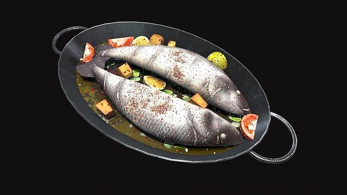 Medieval Codfish Dish Low-poly 3D model 2