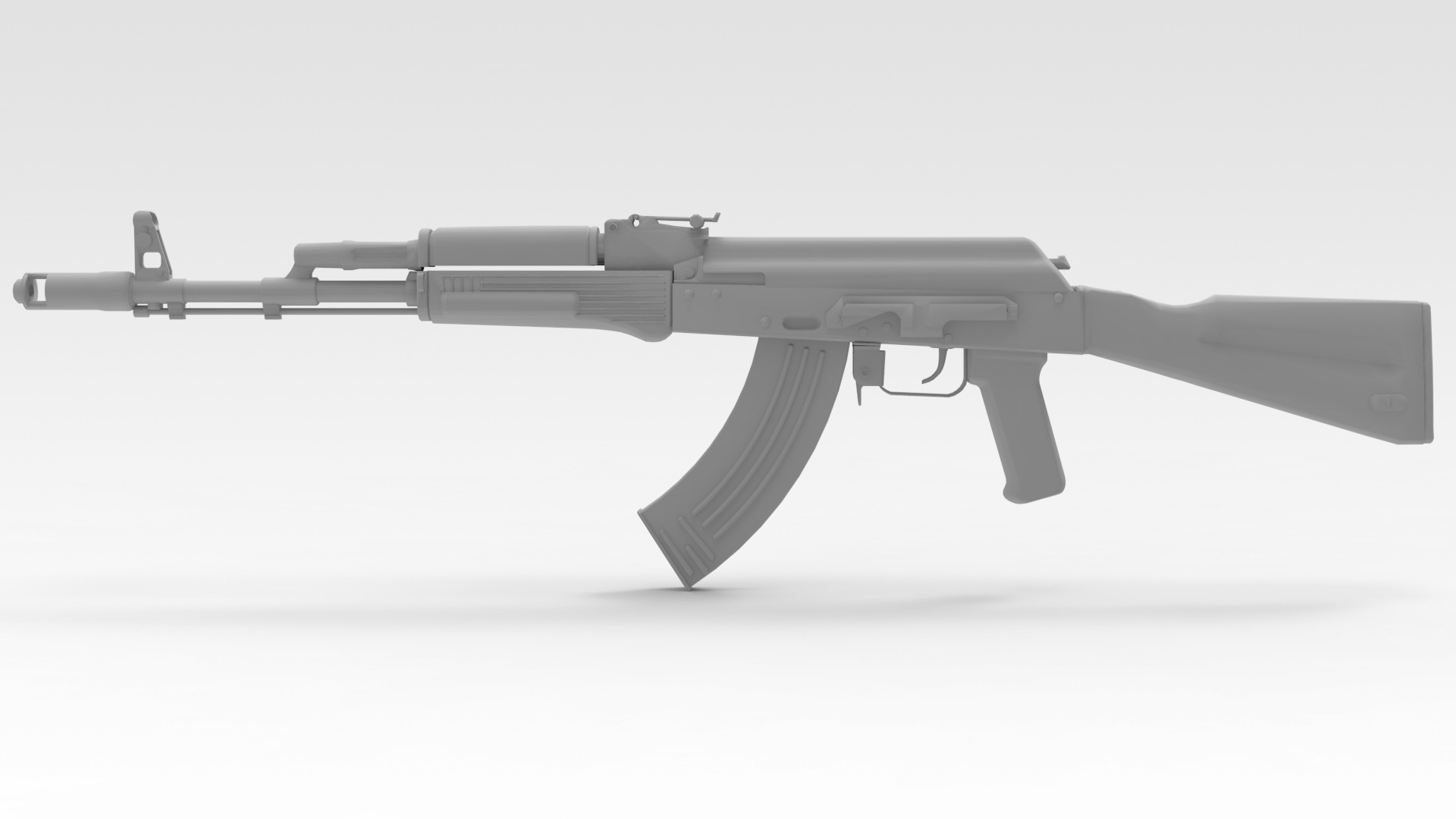Assault Rifle Low-poly 3D model_5