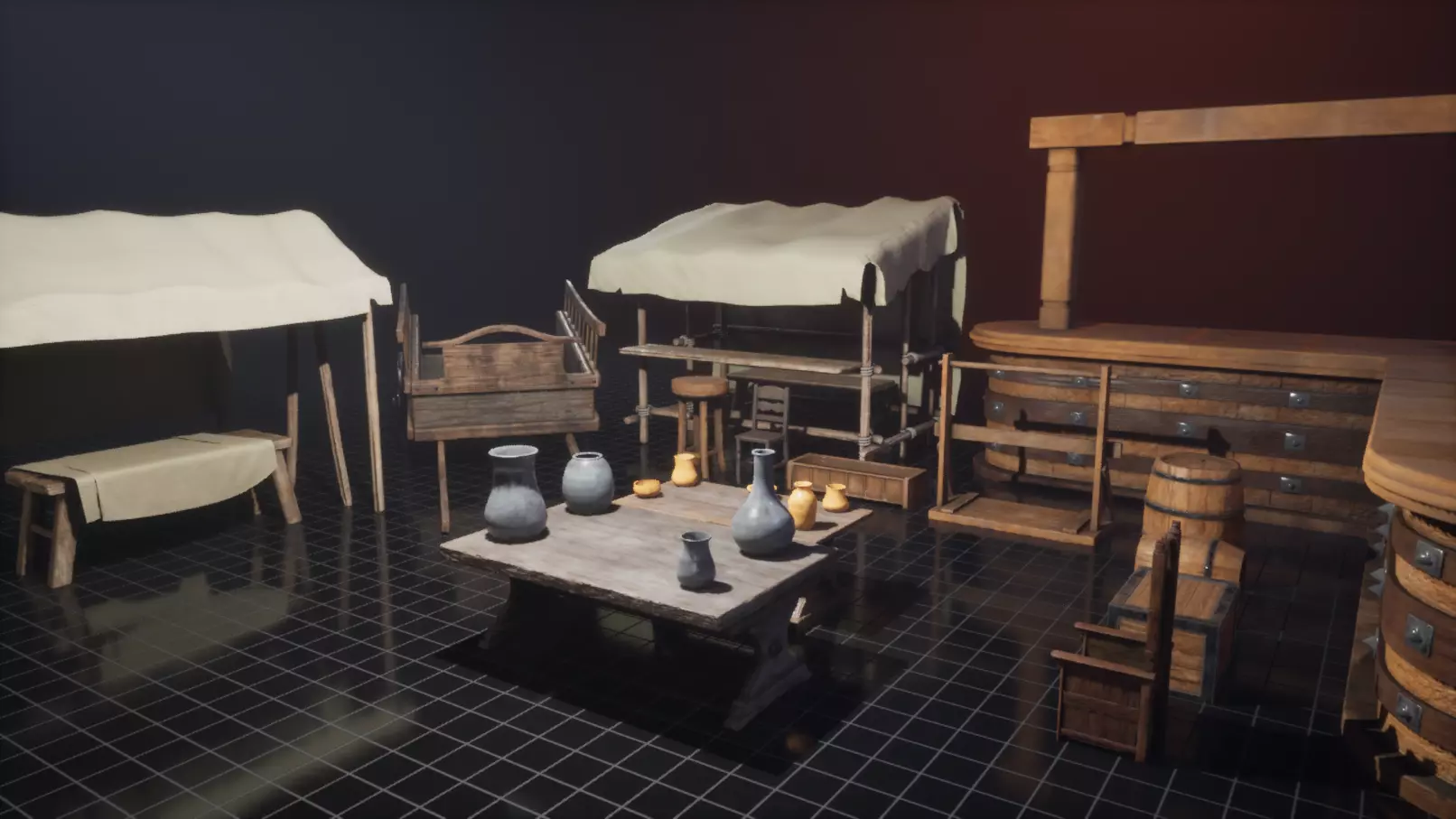 Medieval Props Low-poly 3D model_0