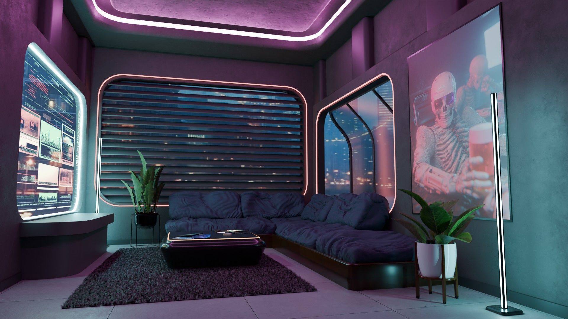 Cyberpunk Room Low-poly 3D model_1