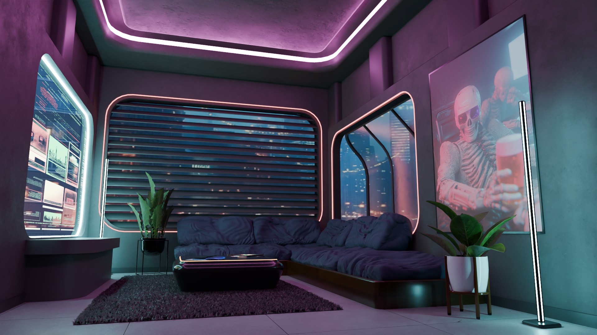 Cyberpunk Room Low-poly 3D model_4
