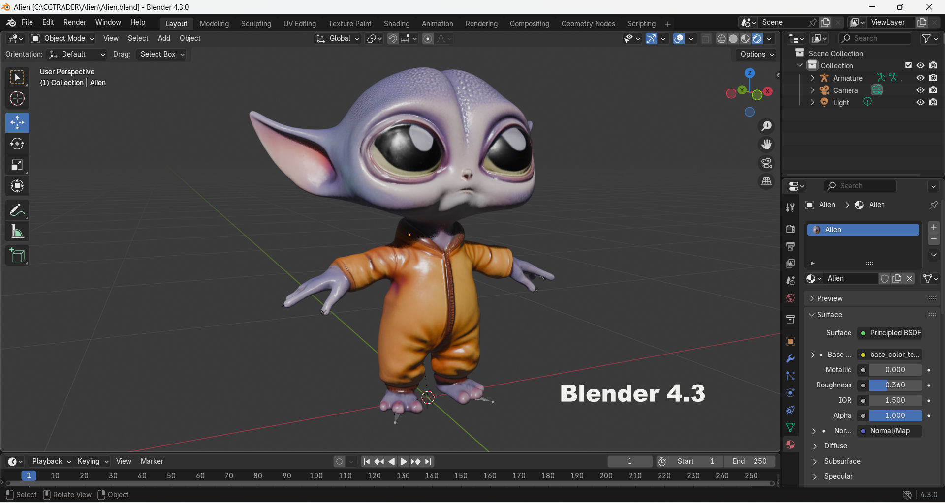 Little Alien Low-poly 3D model_17