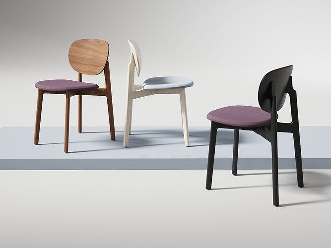 Zenso Chairs with Upholstered Seat 3D model