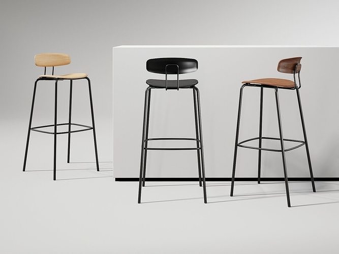 Okito Ply Bar Chair 3D model