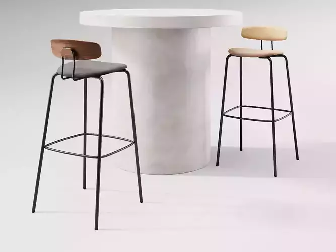 Okito Ply Bar Chair with Upholstered Seat