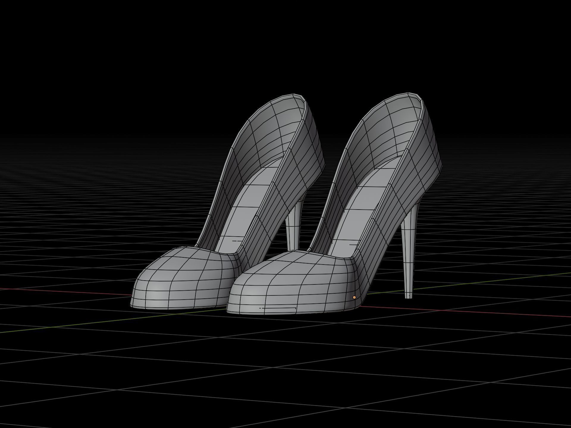 High Heels Black Low-poly 3D model_5