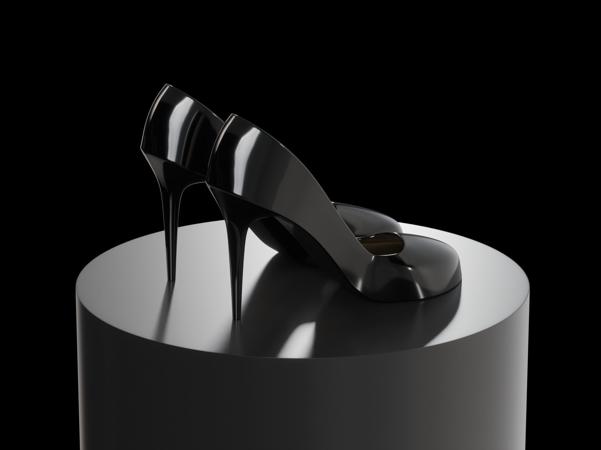 High Heels Black Low-poly 3D model_1