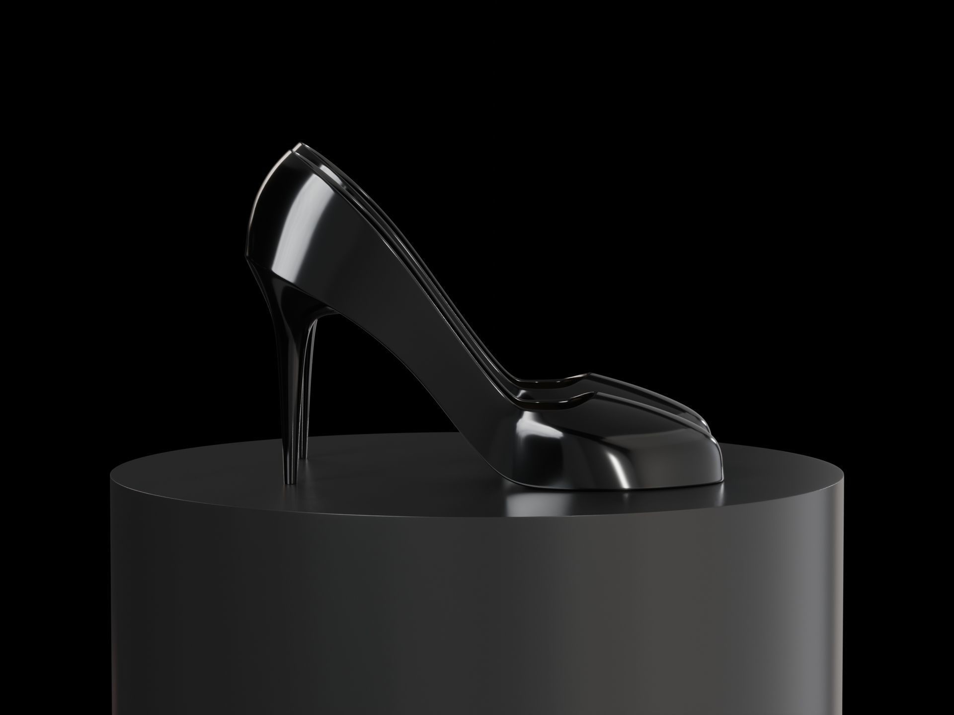 High Heels Black Low-poly 3D model_2