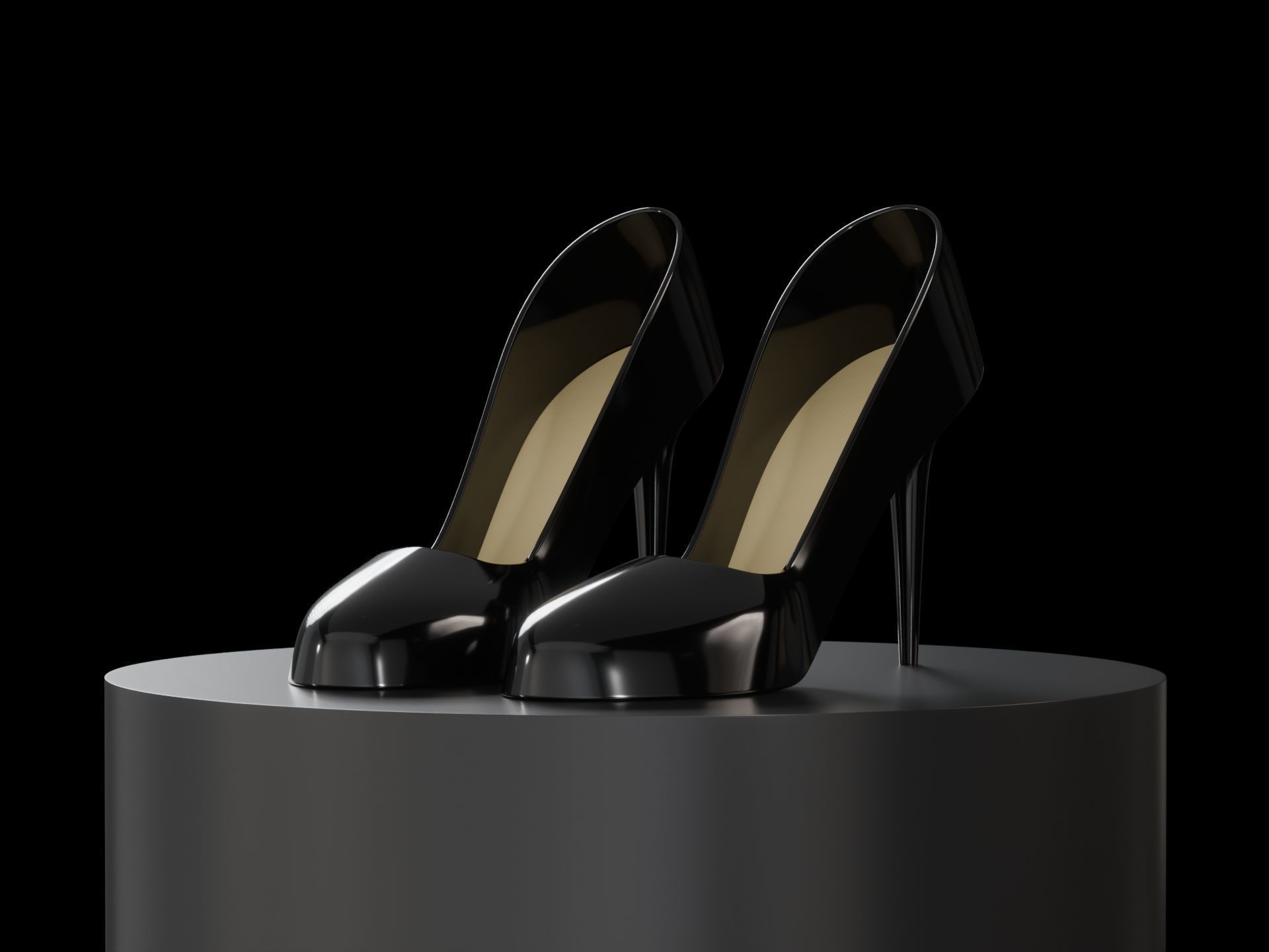 High Heels Black Low-poly 3D model_3