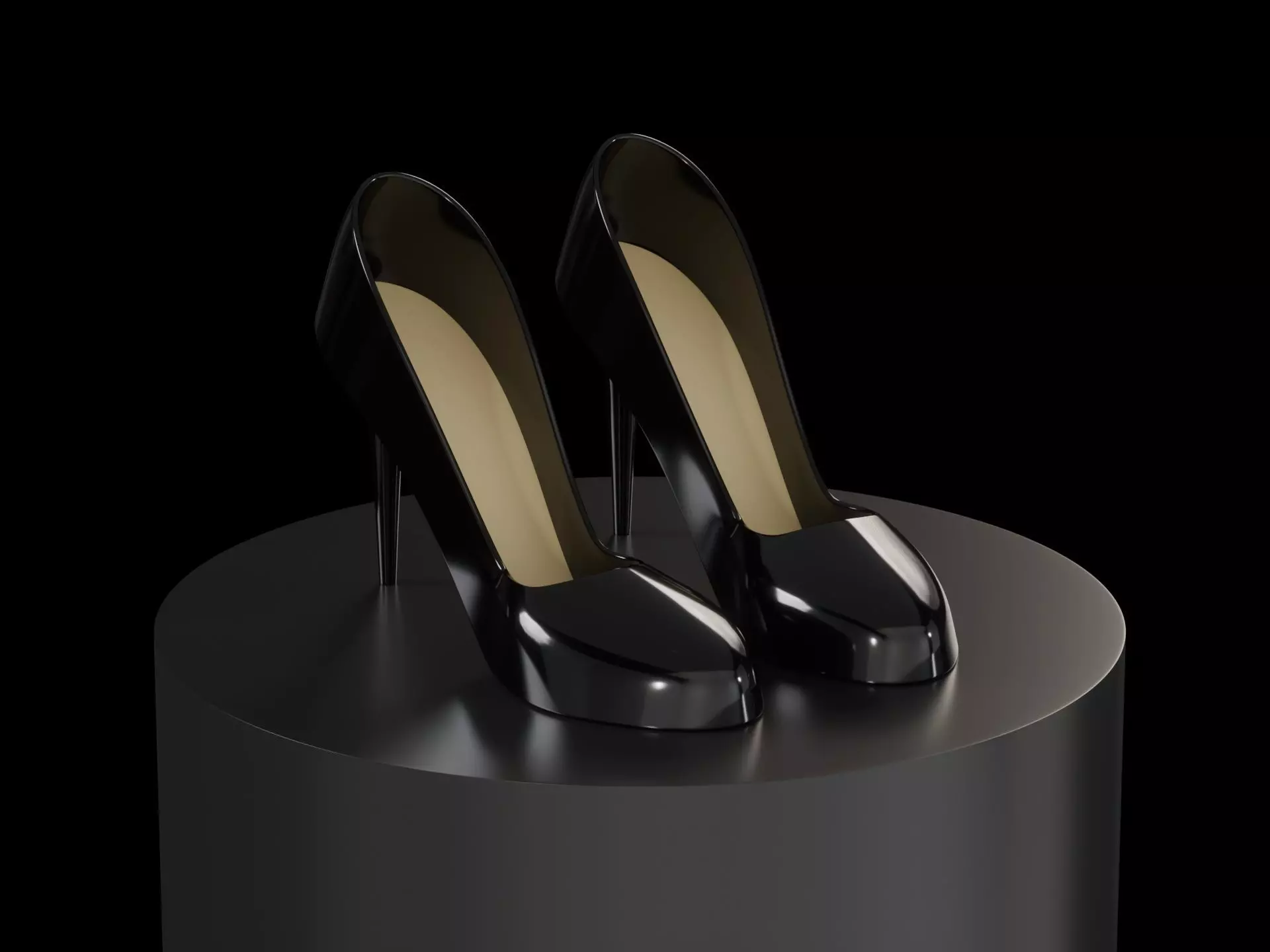 High Heels Black Low-poly 3D model_0
