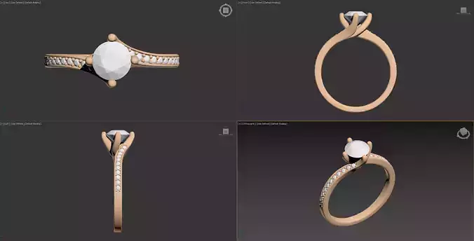 Round Brilliant Pave Set Twist Engagement Ring