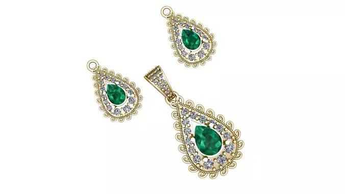 EMERALD GOLD LOCKET SET 3D PRINTABLE MODEL