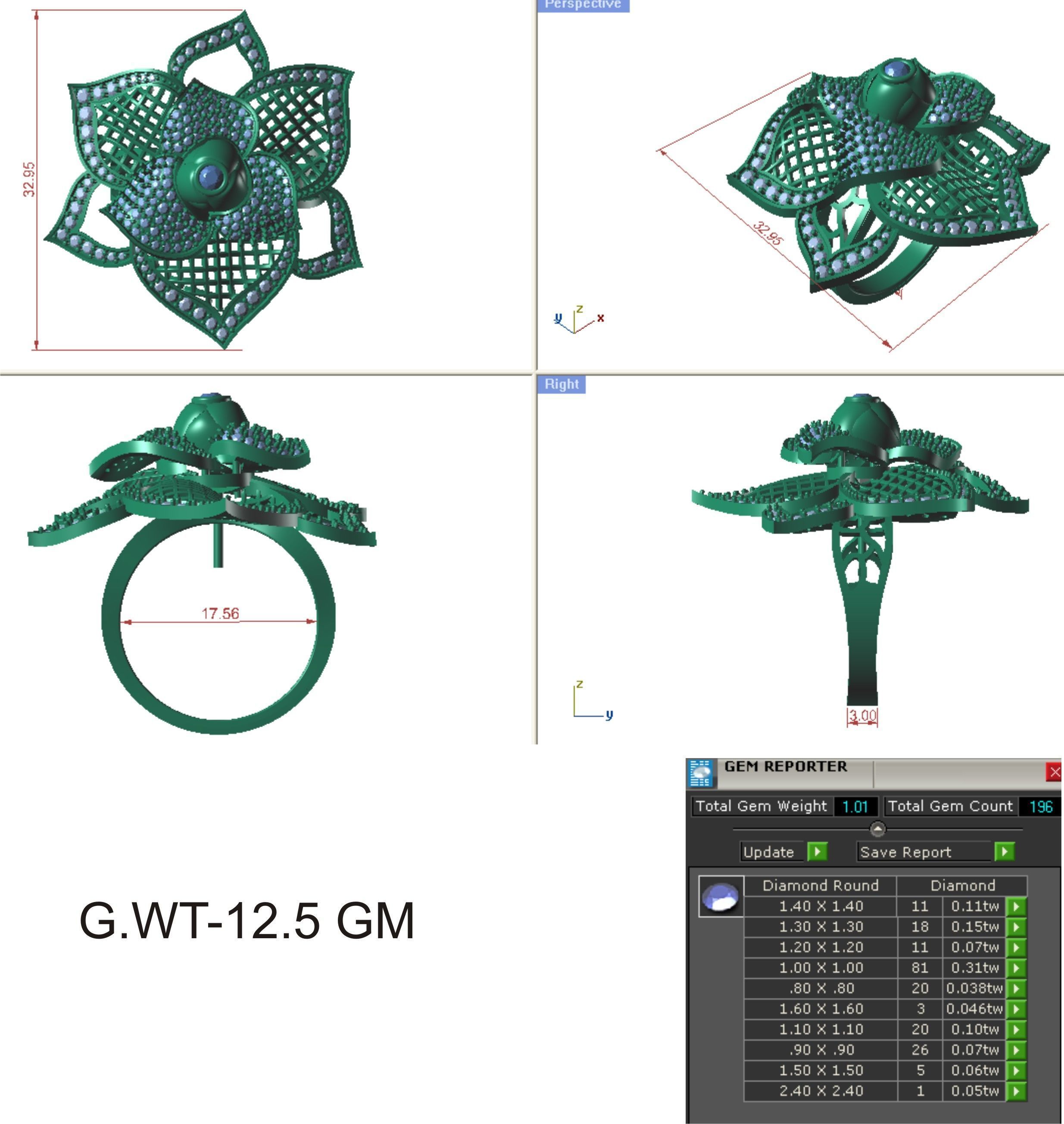 Women Ring Render 3dm STL OBJ FBX Details 3D print model_16