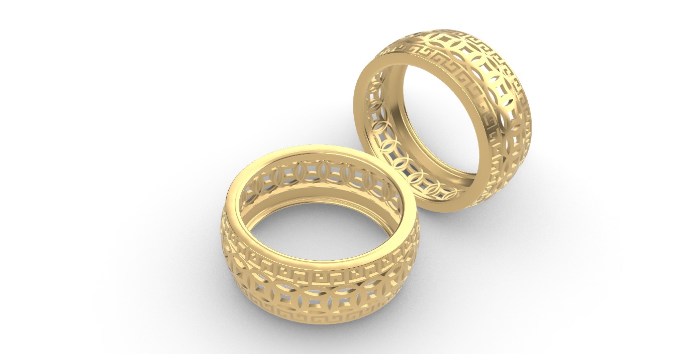 0263 Chinese Coin Ring 3D print model_1