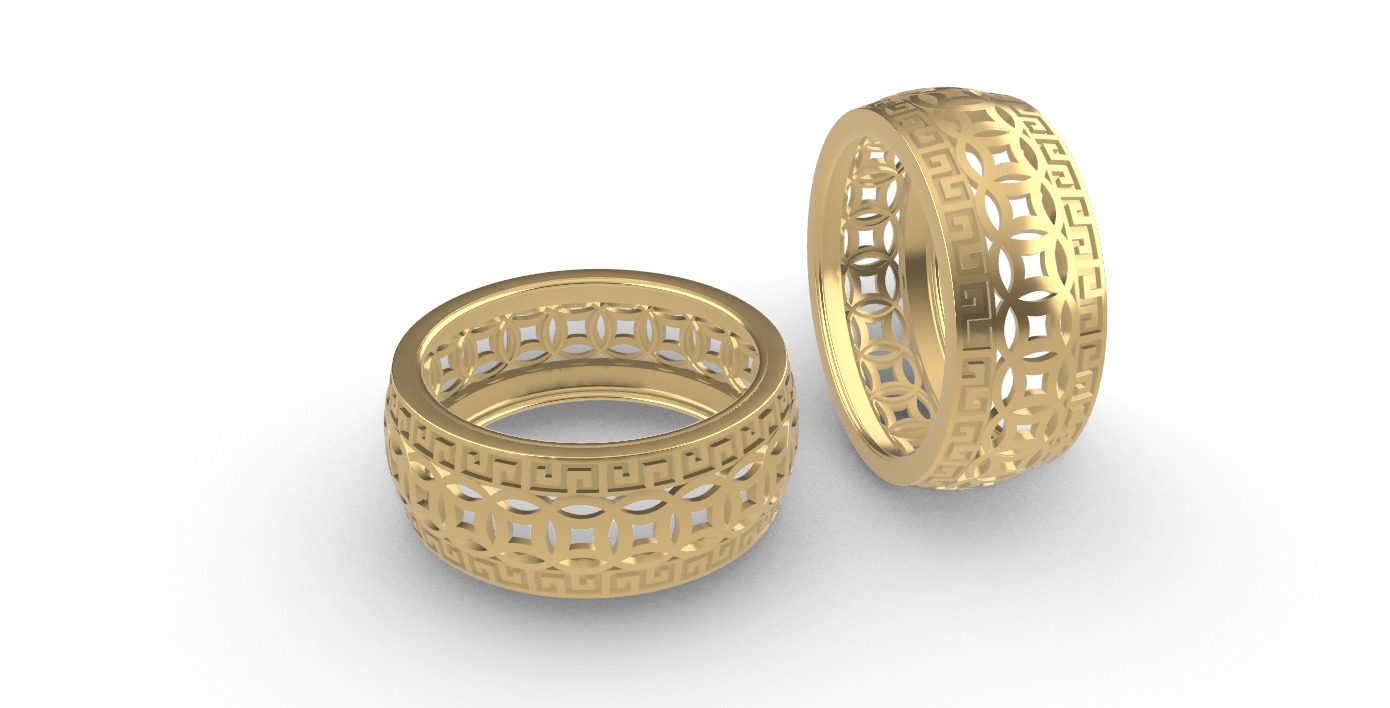 0263 Chinese Coin Ring 3D print model_2
