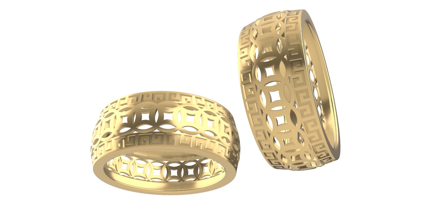 0263 Chinese Coin Ring 3D print model_3