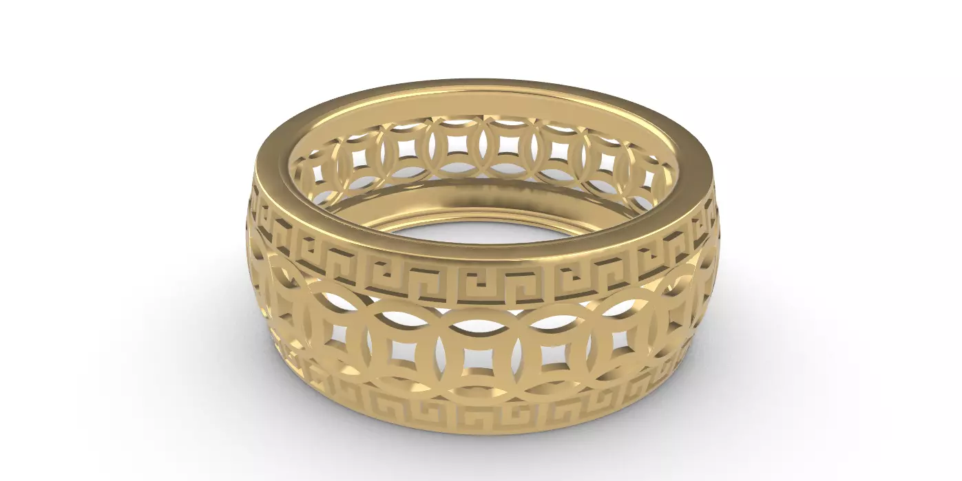 0263 Chinese Coin Ring 3D print model_0