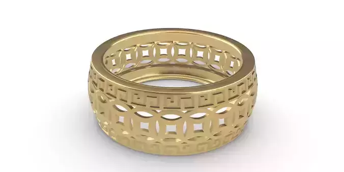 0263 Chinese Coin Ring 3D print model