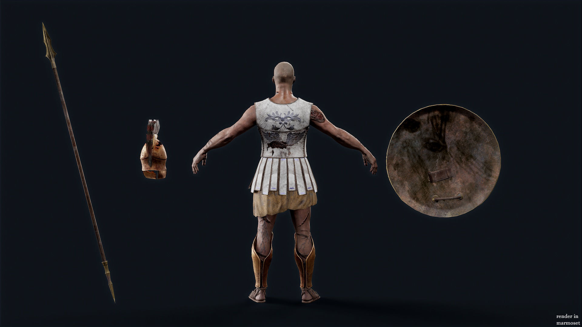 SPARTAN HOPLITE UNDEAD1 Low-poly 3D model_8