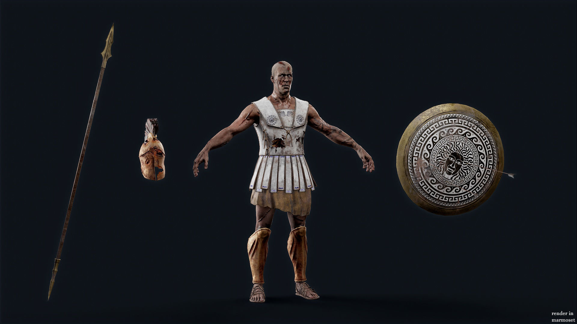 SPARTAN HOPLITE UNDEAD1 Low-poly 3D model_7
