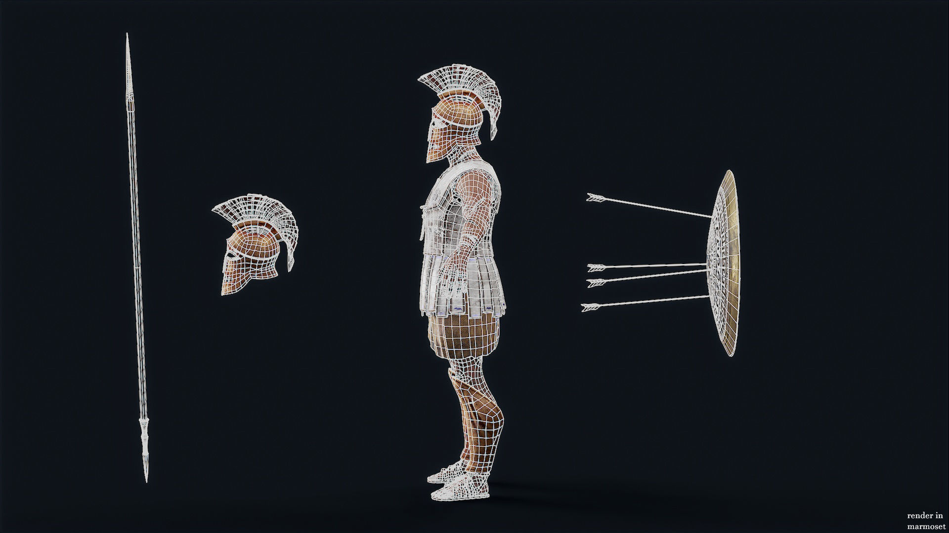 SPARTAN HOPLITE UNDEAD1 Low-poly 3D model_11