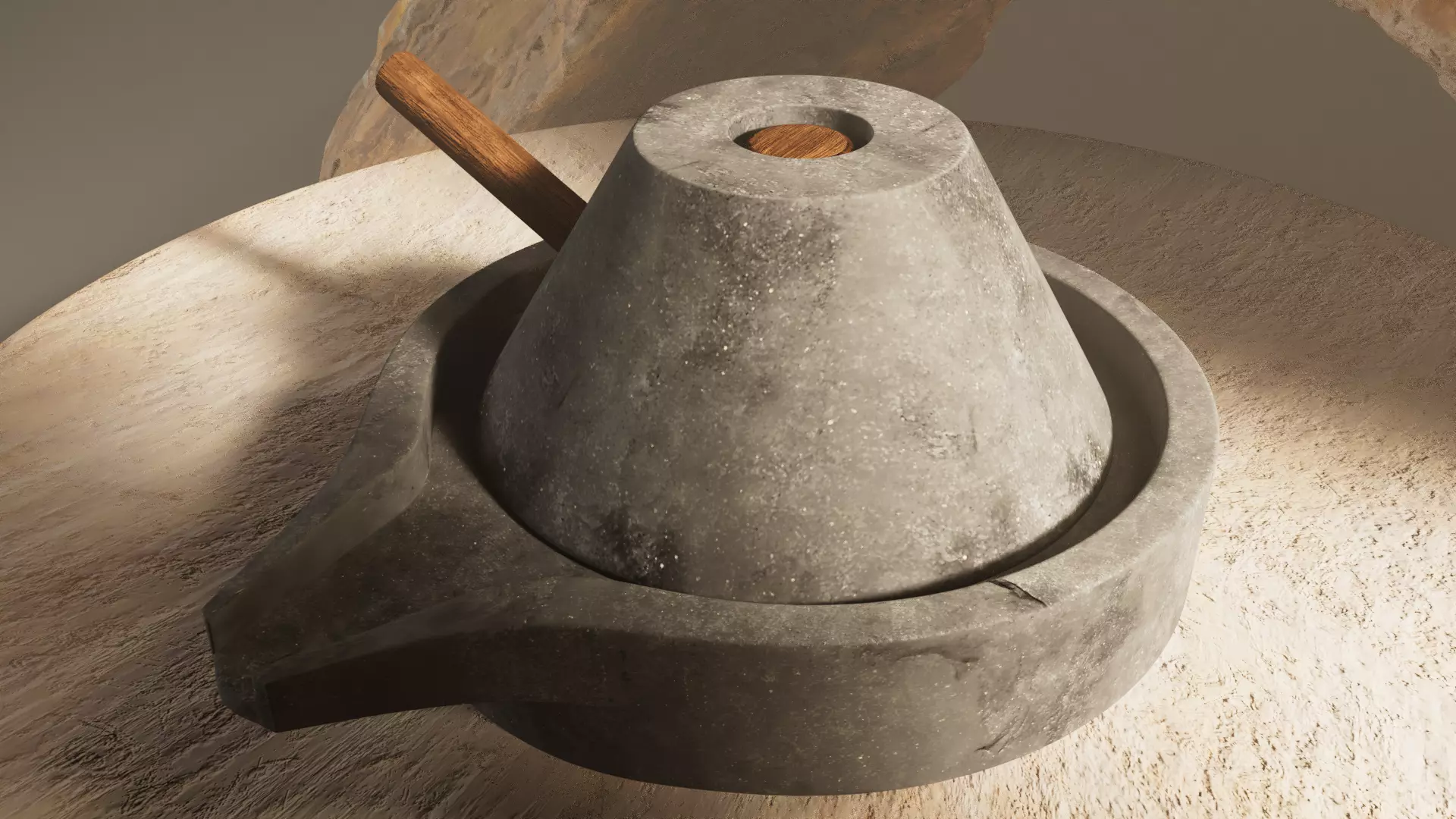 Old traditional Moroccan mill 3D model_0