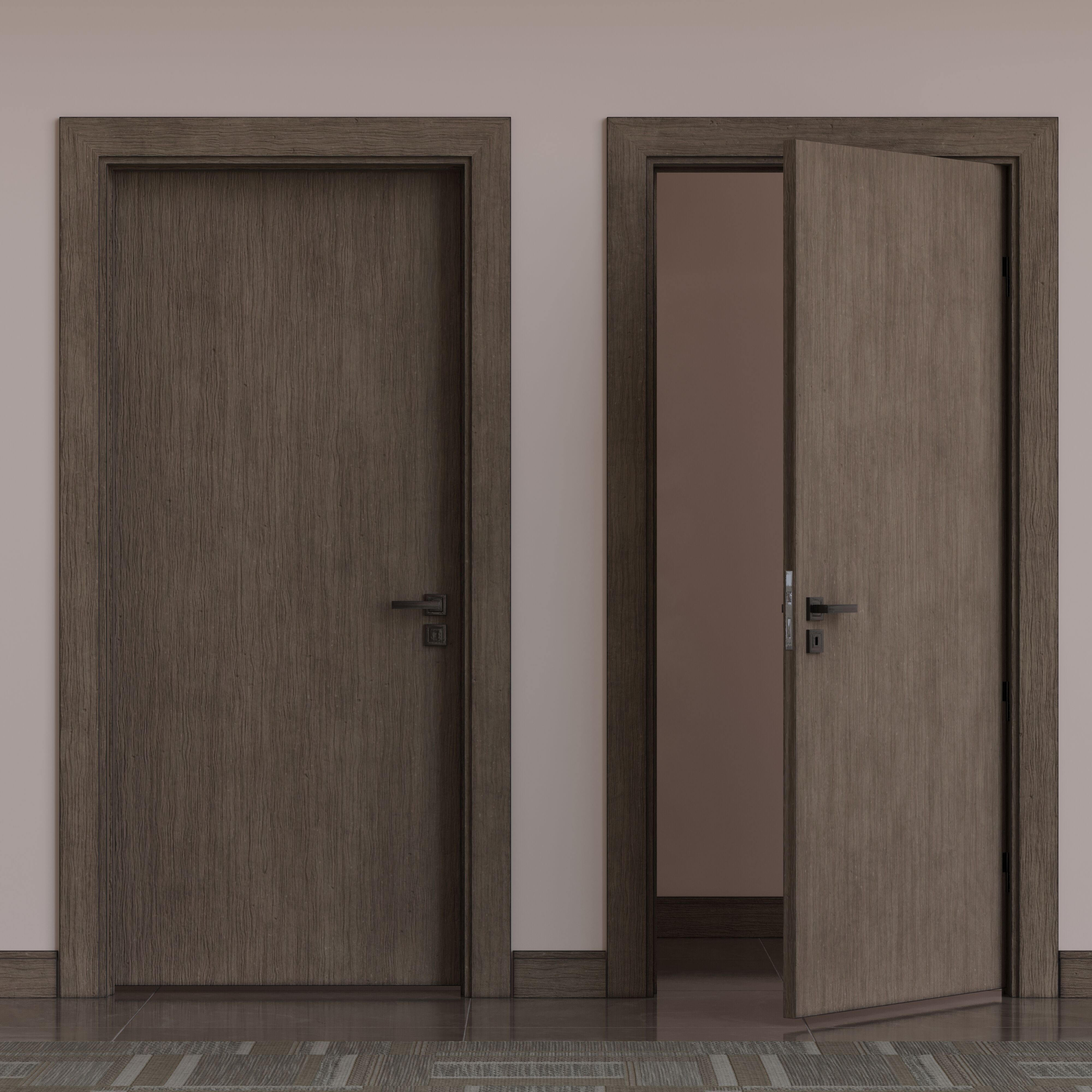 01 00 Wooden door Low-poly 3D model_8