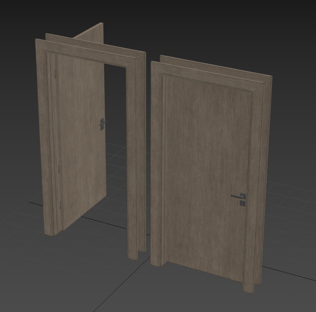 01 00 Wooden door Low-poly 3D model_3