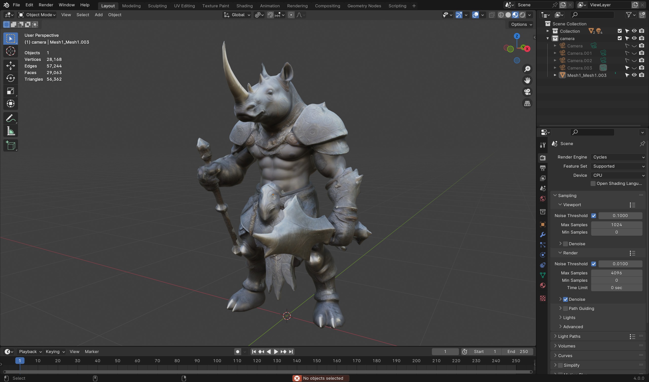Rhino Warrior 3D Model - Game-Ready Fantasy Character Low-poly 3D model_4